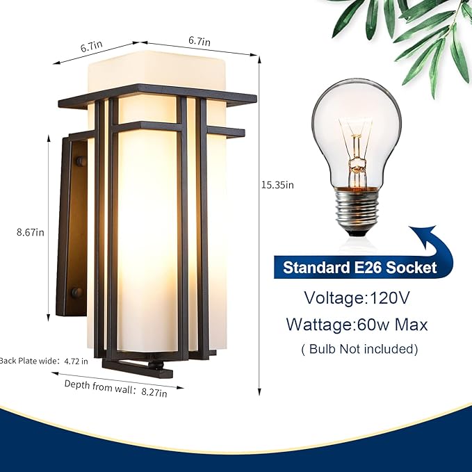 EERU Large Outdoor Wall Lights 15.35" H x 6.7" W, Waterproof Wall Lantern - Image 6