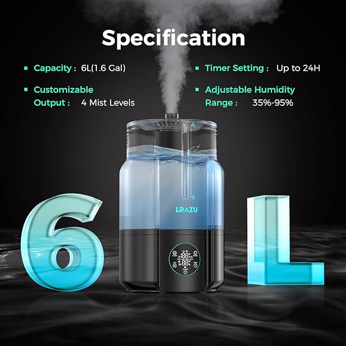 6L/1.59Gal Humidifier for Plants, Reptile Fogger Mister - Image 5
