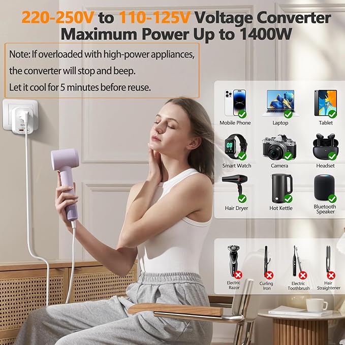 Shayangyoung Voltage Converter US to Europe, 220V to 110V Converter - Image 4