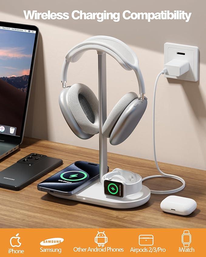 Universal Headphone Stand, Magnetic Wireless Charger - Image 3