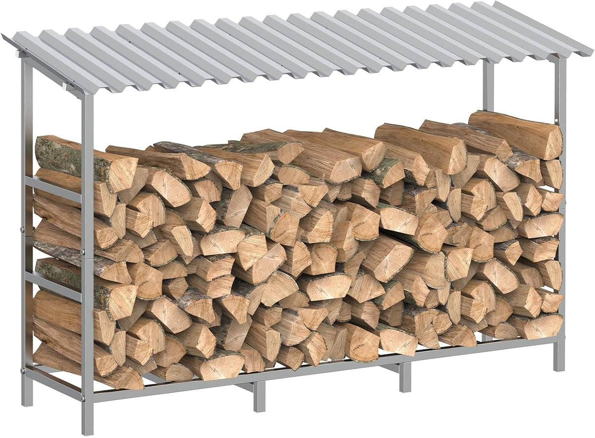 liantral 4ft firewood rack outdoor with cover, heavy, main product view