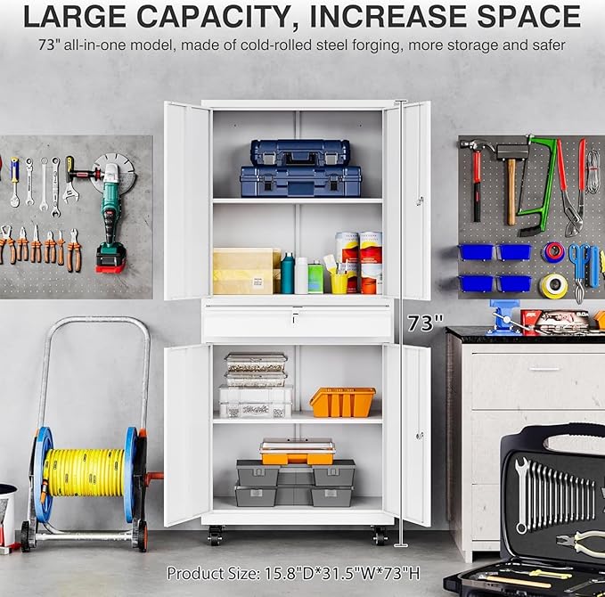 SISESOL White Metal Storage Cabinet - Image 3