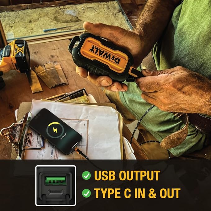 DEWALT Heavy Duty Portable Charger, Power Bank, Travel Worksite 10, 000 mAh - Image 4