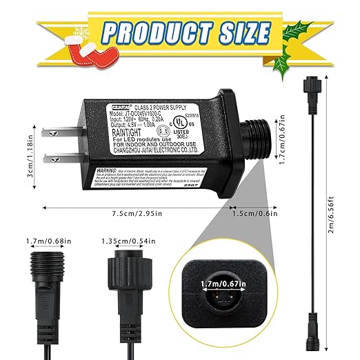 4.5V 1A LED Controller with Extension Cord, Replacement Model JT-DC45V1000-C - Image 2