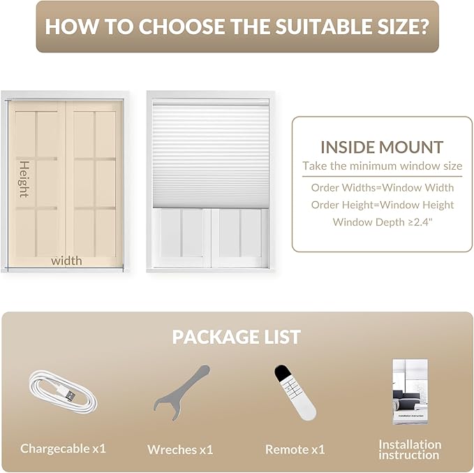 Boolegon No Drill Motorized Cellular Blinds - Image 7