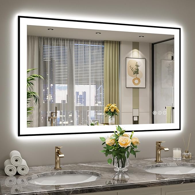 YEELAIT 48x32 Inch LED Bathroom Mirror by YEELAIT