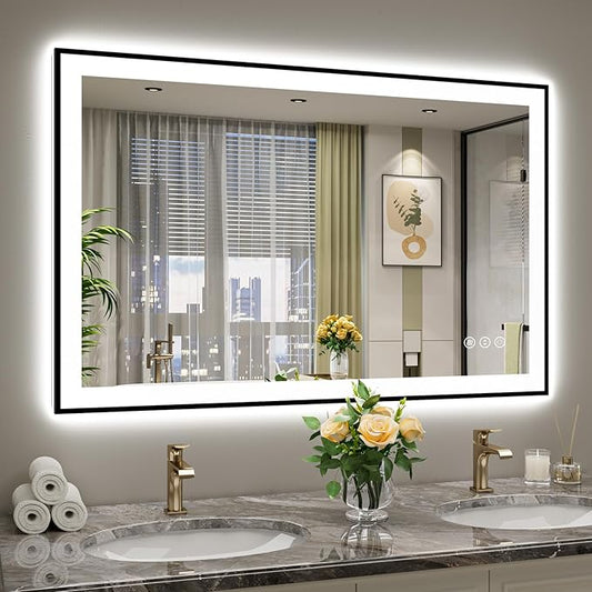 YEELAIT 48x32 Inch LED Bathroom Mirror by YEELAIT