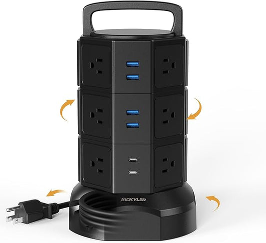 Power Strip Tower Surge Protector, JACKYLED 1625W 13A Outlet Surge Electric by JACKYLED