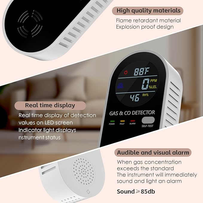 Natural Gas Detectors &Plug in Carbon Monoxide Detector， 4 in 1 Co and Gas - Image 5