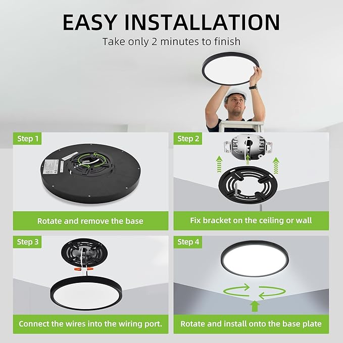 hykolity 2 Pack 12 Inch Selectable CCT LED Round Flat Panel Light, - Image 7