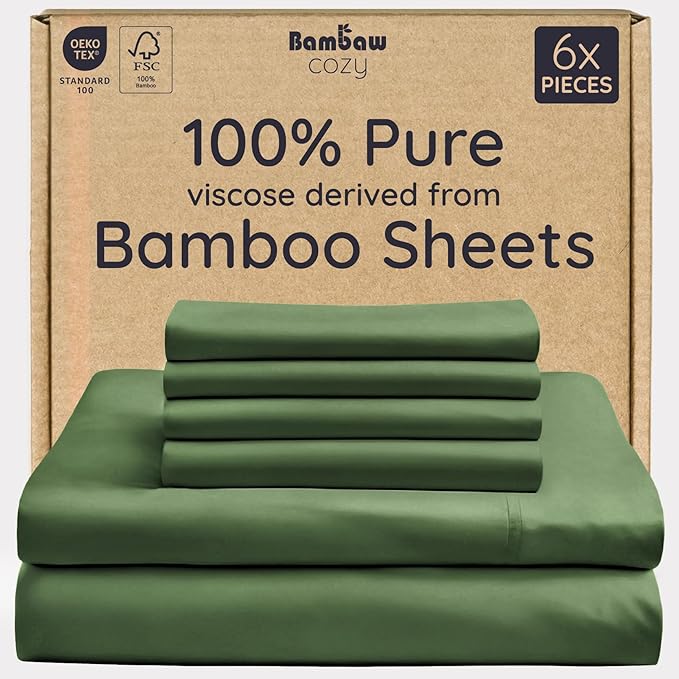 Bambaw 100% Viscose Derived from Bamboo Queen Sheet Set 6 Piece, Queen Size by Bambaw