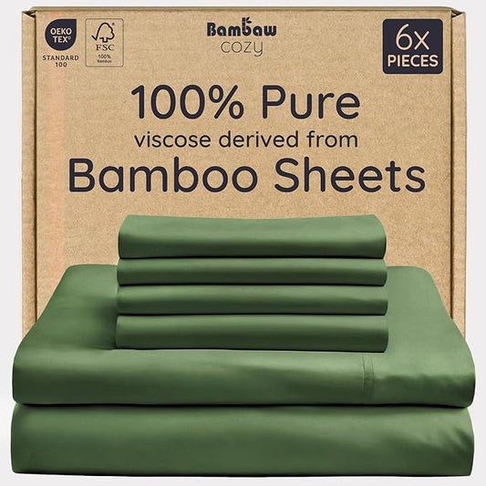 Bambaw 100% Viscose Derived from Bamboo Queen Sheet Set 6 Piece, Queen Size by Bambaw