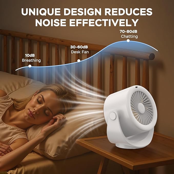 MORECORE Desk Fans for Bedroom, Strong Airflow Turbo Quiet Small USB Fan - Image 5