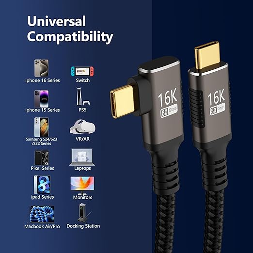 right angle USB C long Cable 10FT Compatible - Image 8
