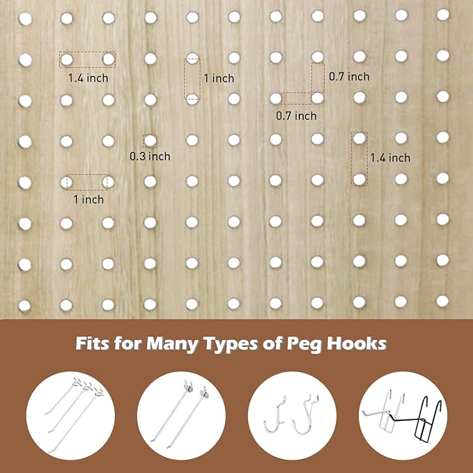 ECOMEX 6 Panel Room Divider, 5.6Ft Pegboard Display Wooden Folding Privacy - Image 4