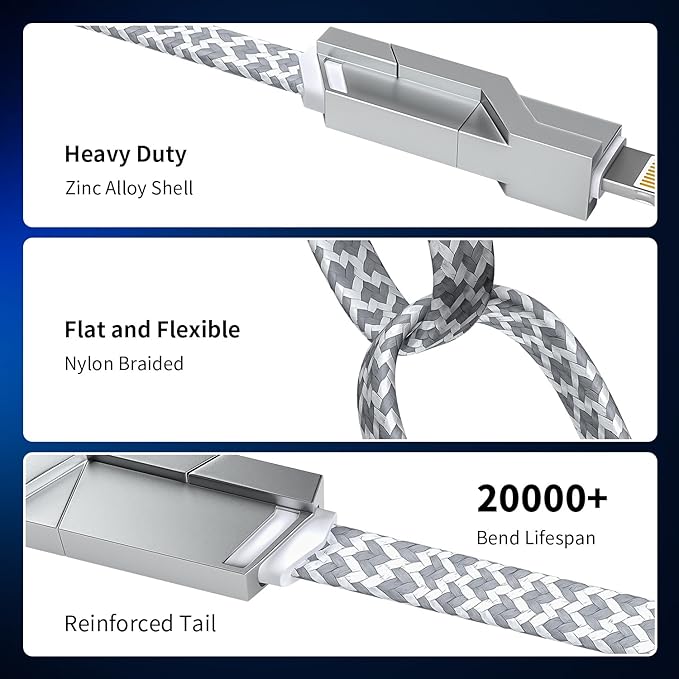 66W 4 in 1 Charging Cable, Fast Multi Charging Cable 5FT, USB C Cable Fast - Image 7