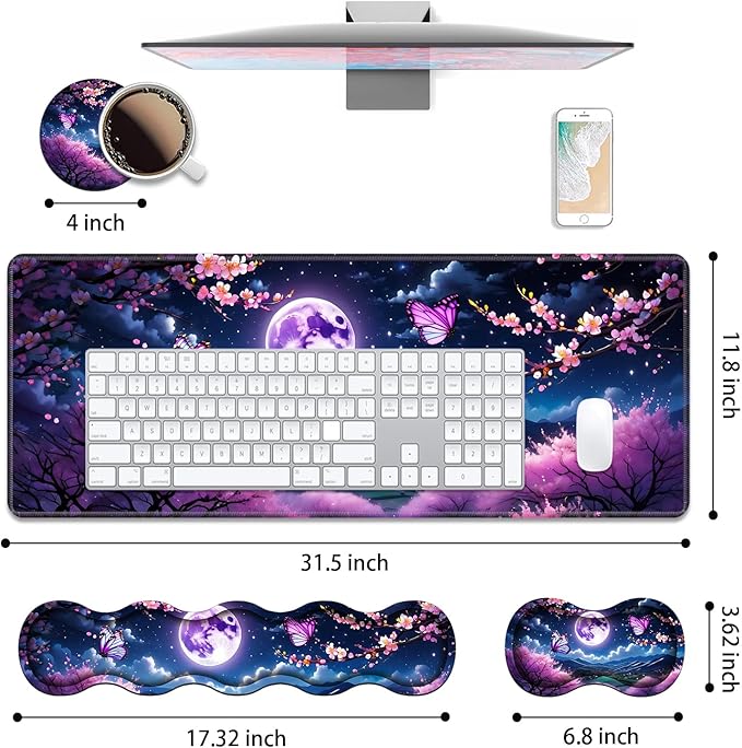 4 in 1 Ergonomic Keyboard Wrist Rest & Mouse Pad Wrist Rest Set, Large XXL - Image 2