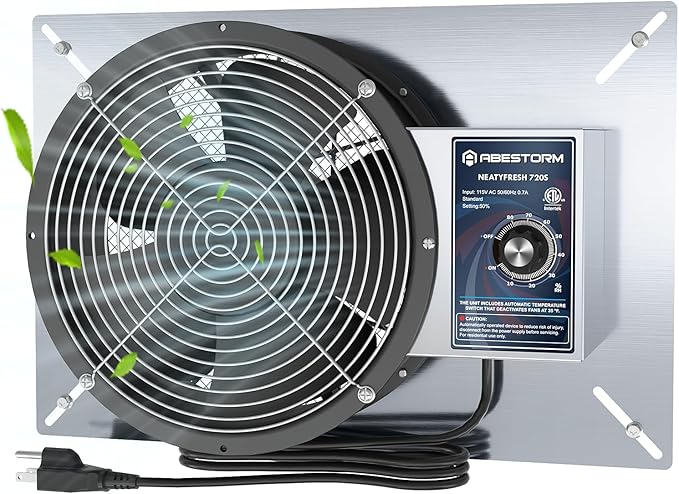 Abestorm 720CFM Crawlspace Ventilation Fans IP-55 Grade Basements Stainless by AbestormSolutionsINC