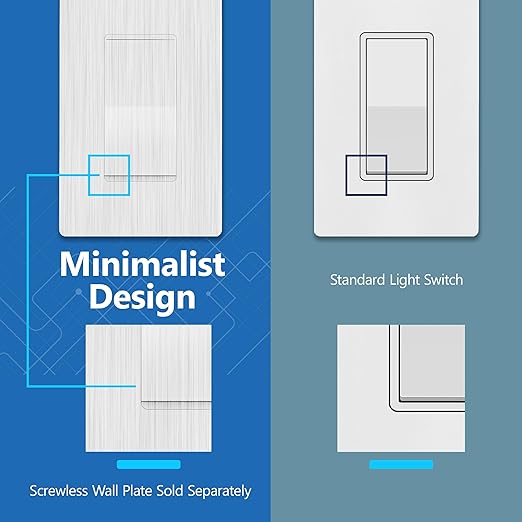LIDER Brushed White Minimalist Design Decorator Switch, Frameless Paddle Wall - Image 4
