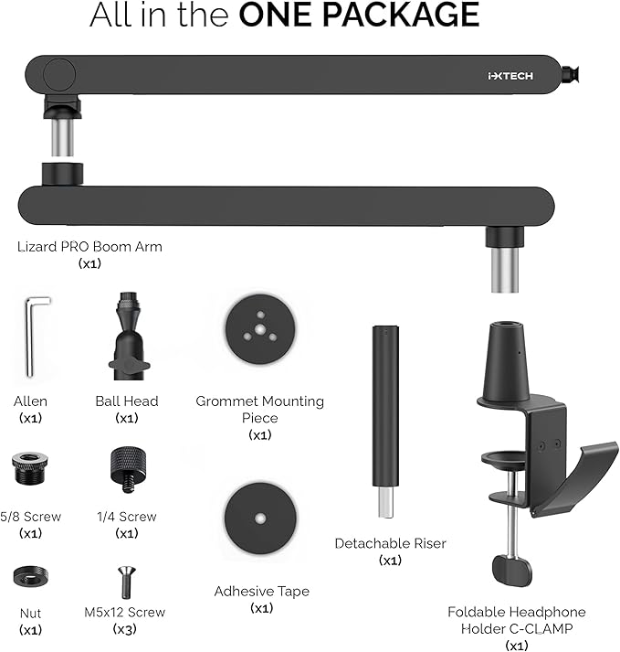 IXTECH Mic Boom Arm Stand LP Microphone Stand Low Profile Microphone Arm - Image 9