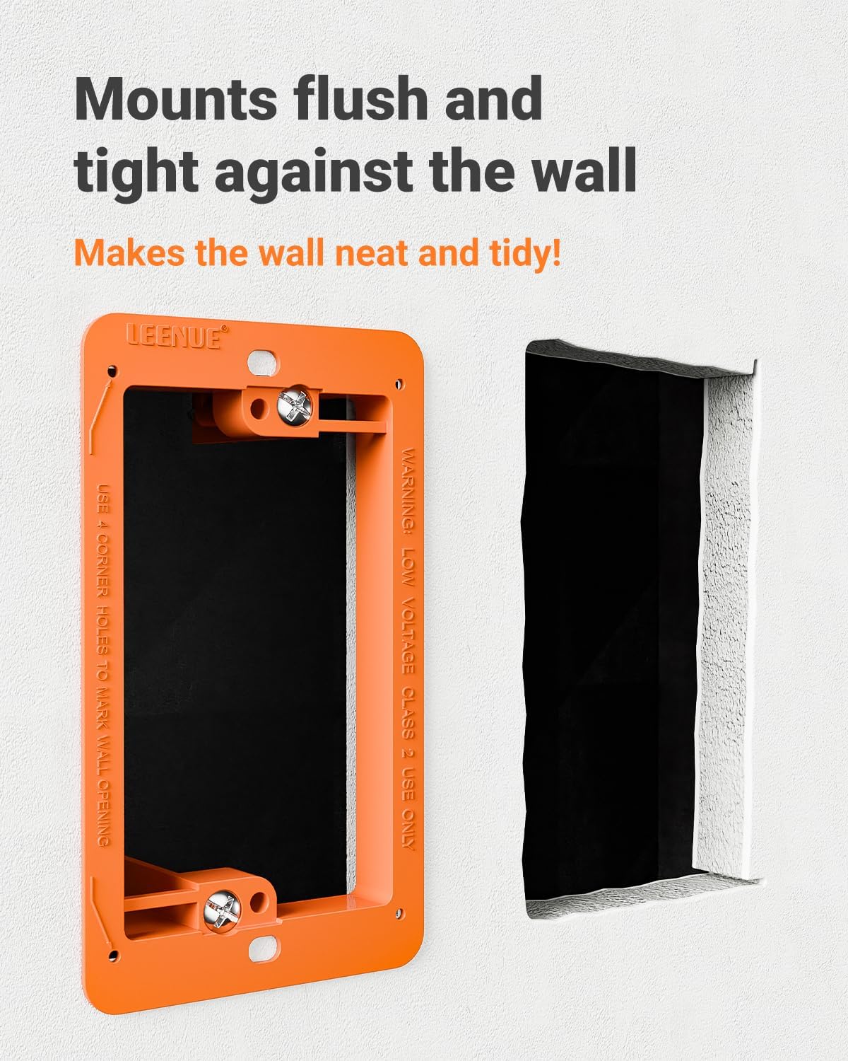 6 Pcs Low Voltage Mounting Bracket for Single Gang Wall Plate Orange | Low Voltage Box for Telephone Wires, Network Cable, HDMI, Coaxial, Speaker Wire