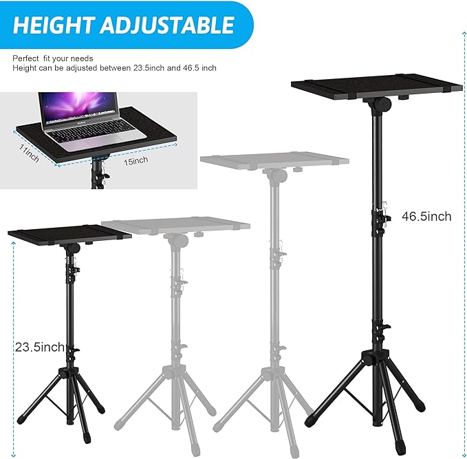 Projector Stand Tripod Adjustable, Laptop Height from 23.5 to 46.5 inches - Image 4