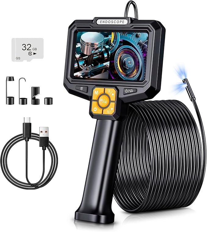 5" Dual-View Handle Endoscope Camera, 2MP Front&Side Lens, IP67 Waterproof 5M by HOAYVKJ
