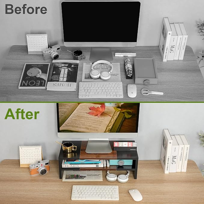 TEAMIX 2 Tiers Desktop Monitor Stand Riser 20 Inch Printer Stand - Image 6