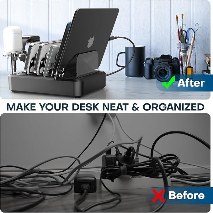 Charging Station for Multiple Devices, 75W 6 Port Multi USB C Fast Charger - Image 5
