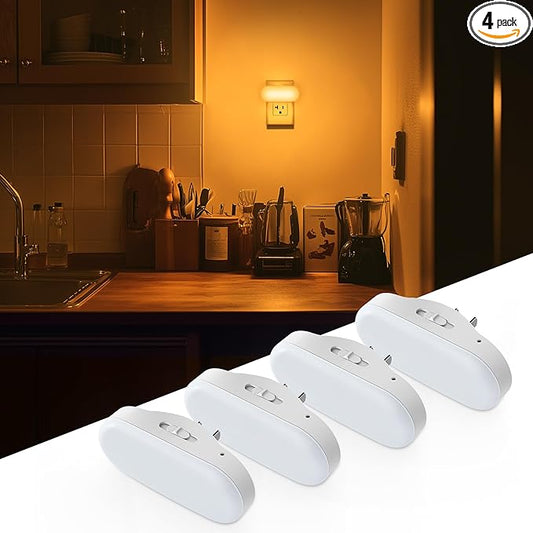 DORESshop Amber Night Lights Plug into Wall, Dusk to Dawn Night Light 4Pack by DORESshop