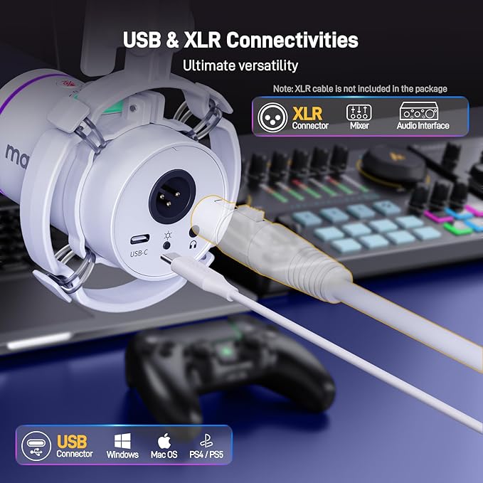 MAONO XLR/USB Dynamic Microphone Kit, RGB Podcast Mic - Image 3