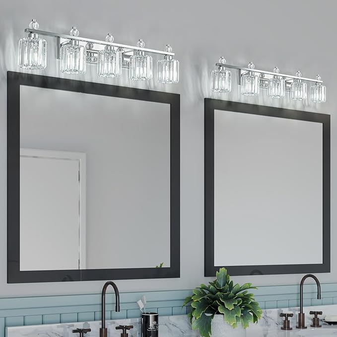 FDPBY Bathroom Vanity Lights 5-Light Chrome Modern Crystal Vanity Light - Image 6