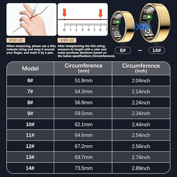 Smart Health Ring for Women Men, Fitness Tracker Ring - Image 2
