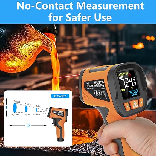 TEMIRUP Infrared Thermometer High Temperature Gun -40℉ to 1922℉, 30:1 Pyrometer - Image 5