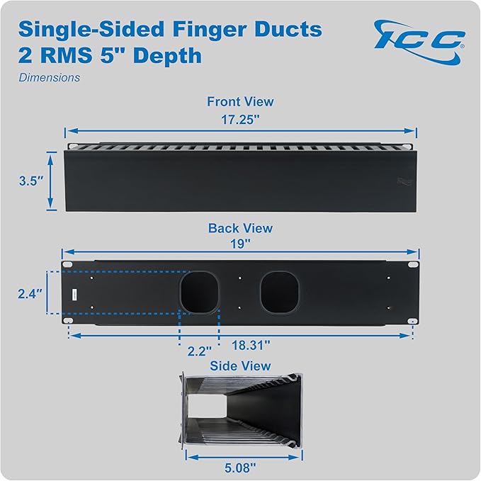 ICC 2U Finger Duct Cable Manager Panel - Image 7