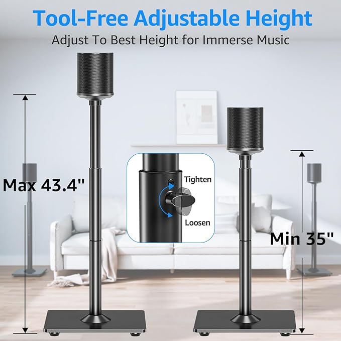 MOUNTUP Speaker Stands for Sonos Era 100, Sonos One, One SL, Height Adjustable - Image 3