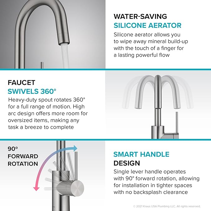 KRAUS Oletto Single Handle Kitchen Bar Faucet in Chrome Finish, KPF-2600CH - Image 6