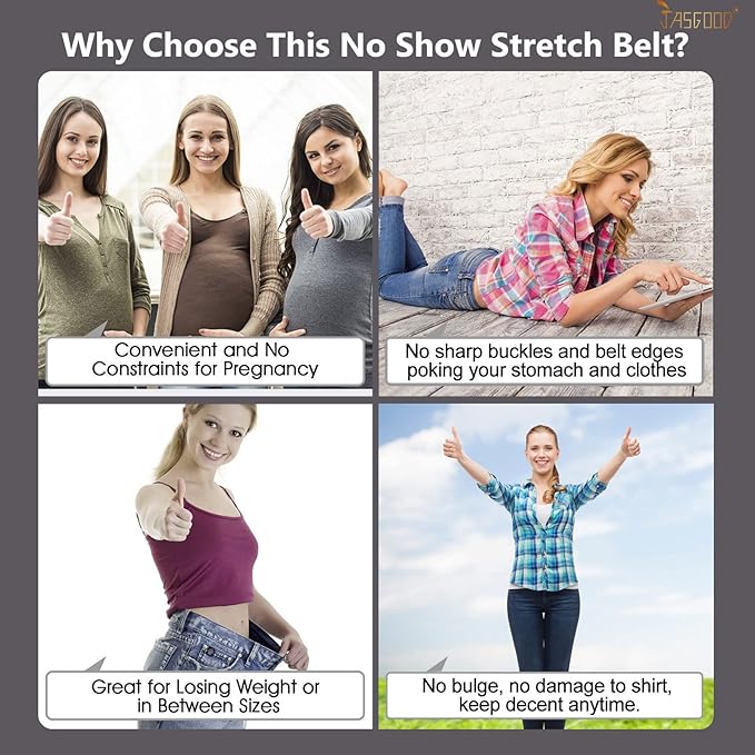 JASGOOD Women No Show Stretch Belt Elastic Web Strap Belt - Image 5