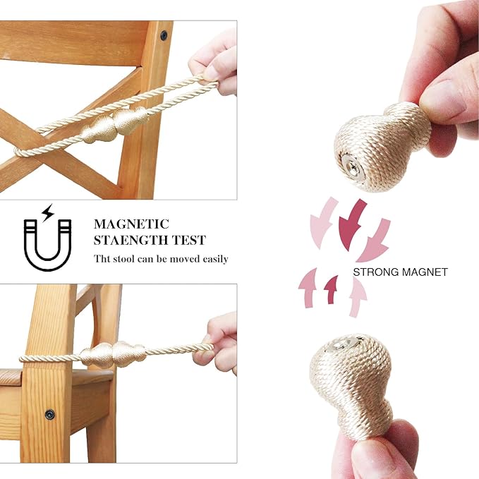 Nieffeiy Magnetic Curtain Tiebacks Outdoor Curtain Tie Backs Rope Decorative - Image 3