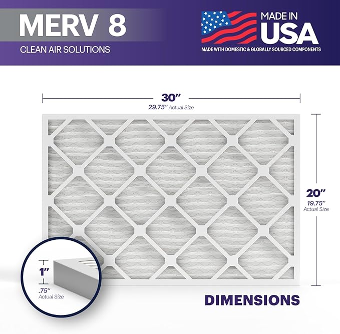 BNX TruFilter 20x30x1 Air Filter MERV 8 - Image 2