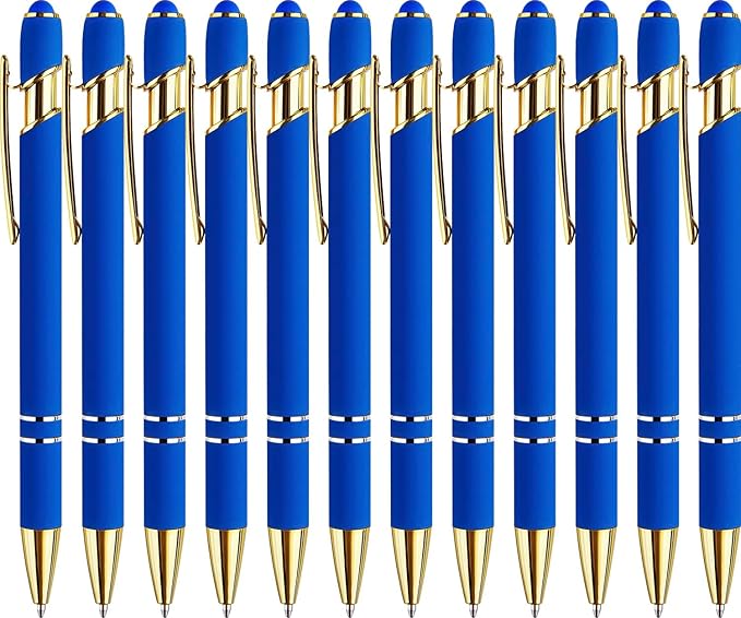 LINFANC 12 Pack Blue Gold Ballpoint Pen by LINFANC