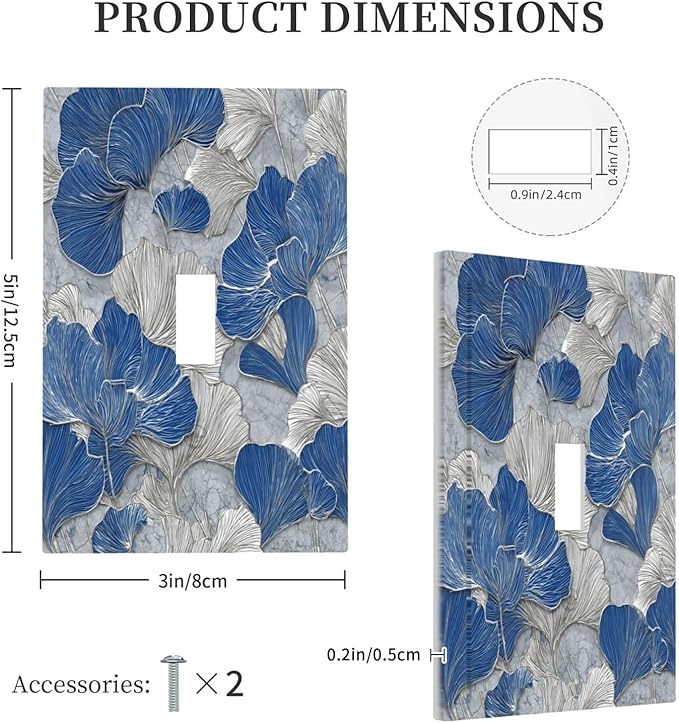Bvtewkhz Abstract Blue Marble Plant Leaves 1 Gang Single Toggle Decorative - Image 5