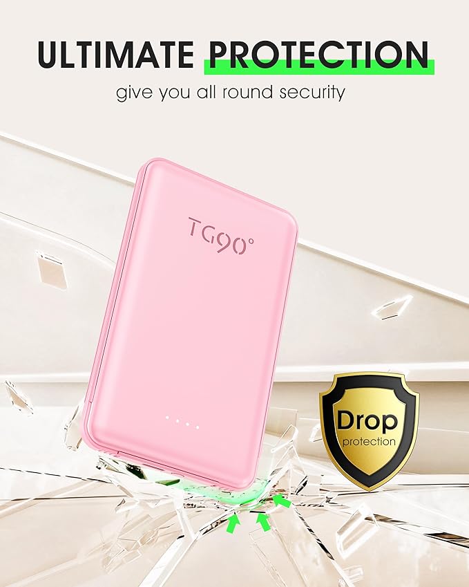 TG90° 5000mAh Portable Charger Built-in AC Wall Plug and Cables, Slim Fast - Image 7