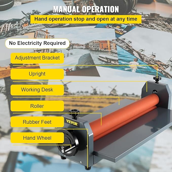 VEVOR Manual Cold Roll Laminator Commercial Professional 25 Inch 1.18" - Image 6