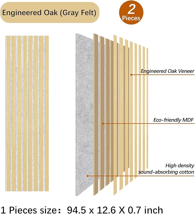 ARMURO Wall Panels for Interior Wall Decor, Oak Wood Veneer Acoustic Wall Panels - Image 2