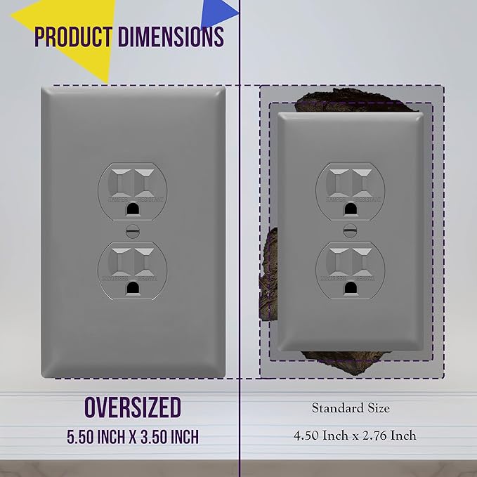 ENERLITES Duplex Receptacle Outlet Wall Plate, Jumbo Electrical Outlet Cover - Image 2
