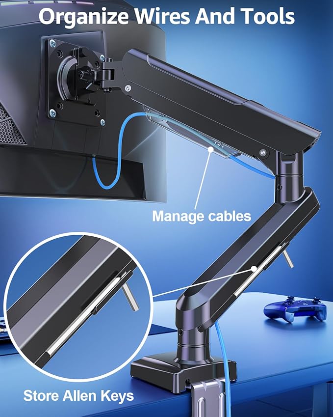 Single Monitor Mount for 32 27 24 22 inch Screen, Monitor Arm Holds 4.4-22 lbs - Image 7