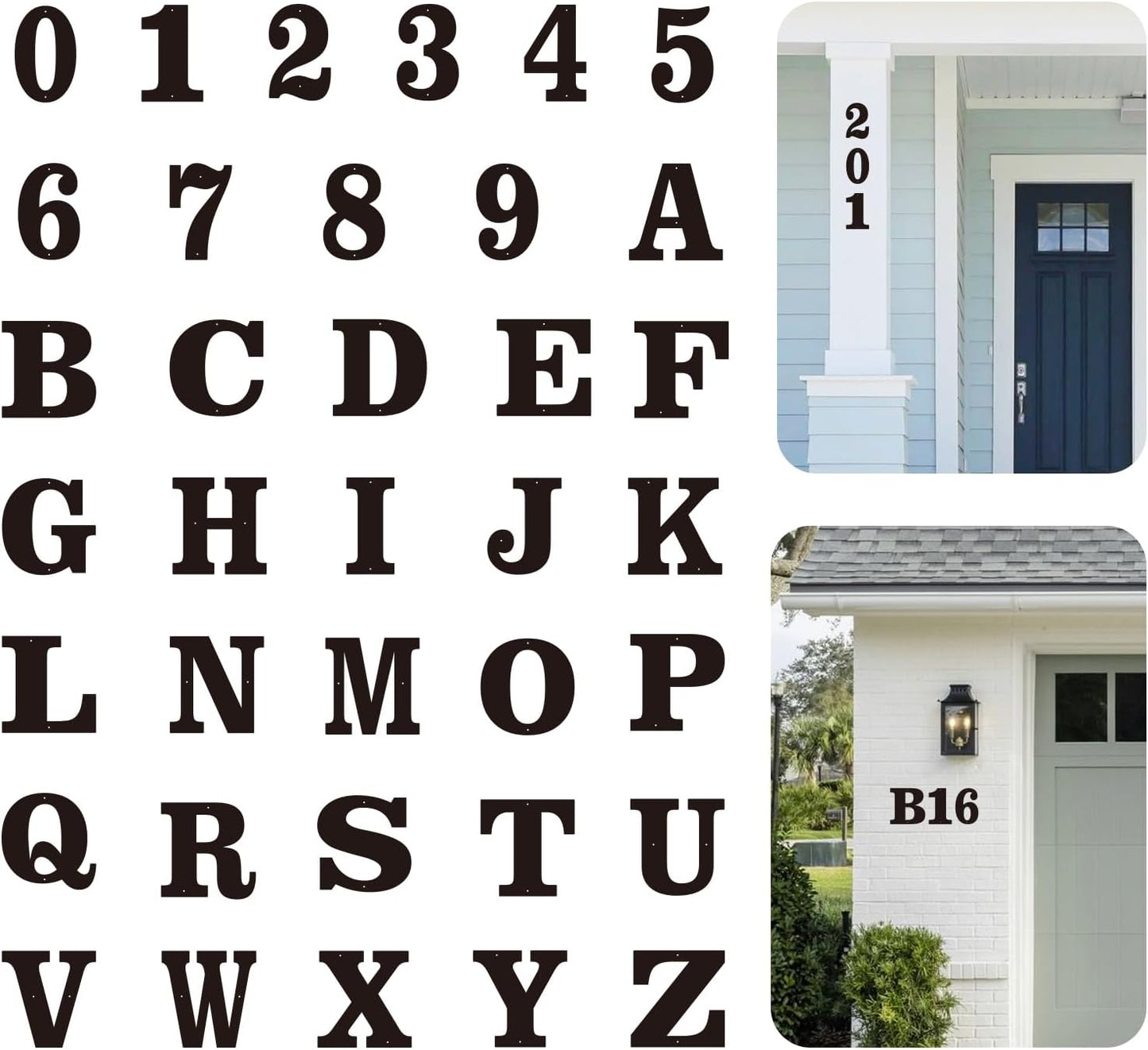 12 Inch 3 PCS Custom House Numbers for Outside Signs – Coated Address Letters for Garden, Door, and Mailbox Decoration, House Letters for Outside with Easy Installation Nail Kit
