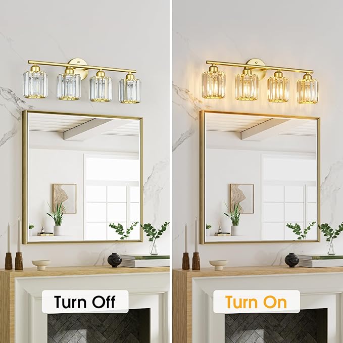 FDPBY Modern 4 Light Crystal Vanity Light, Compatible - Image 6