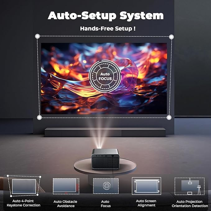 Projector with WiFi and Bluetooth: Outdoor-Projector 4K Support 1080P Smart - Image 5